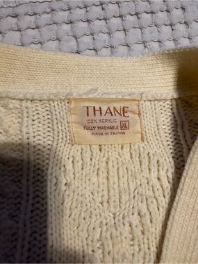 THANE Cream Cable-Knit Cardigan Sweater